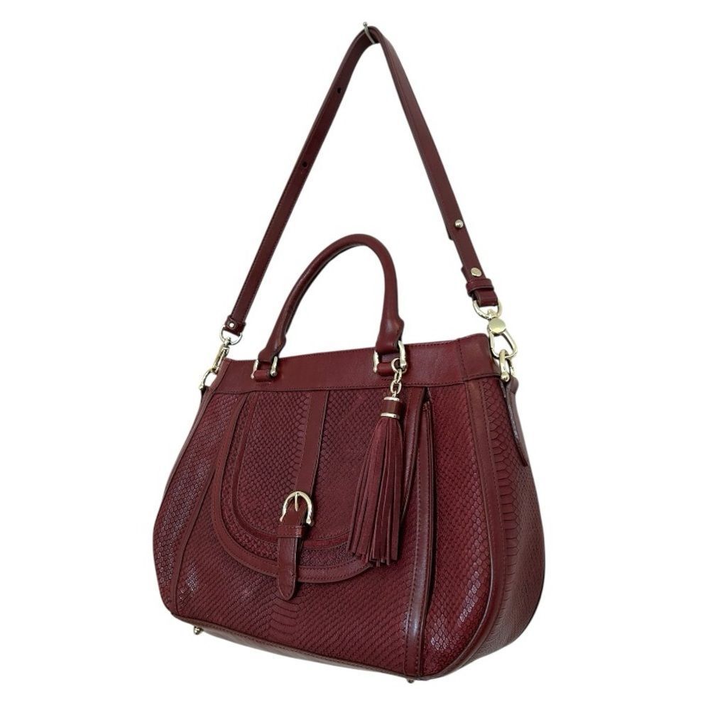 Brahmin Burgundy Red Python Raelynn Satchel Shoulder Bag - Picture 2 of 15